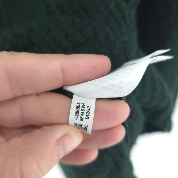 American Eagle VNeck Oversized Chunky Waffle Knit Tunic Hunter Green Split Hem M - Picture 8 of 12